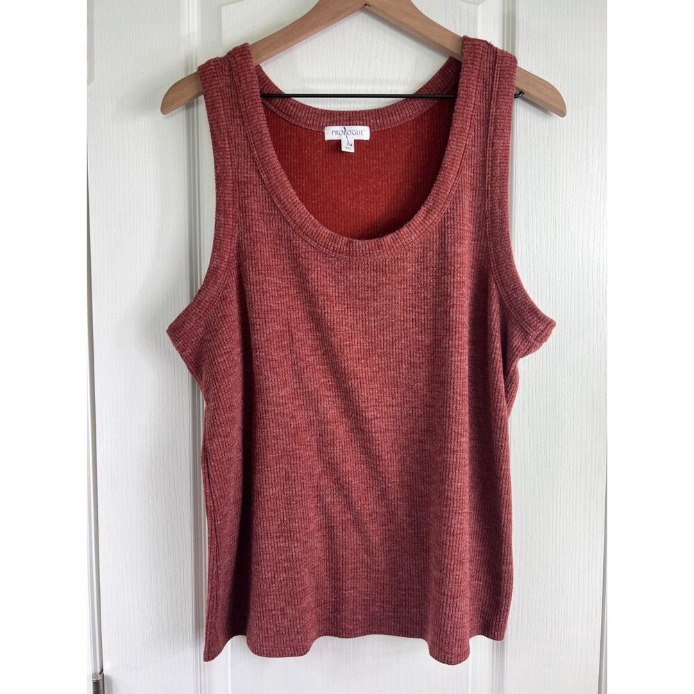Prologue Women's Ribbed Tank Top Burnt Orange Cotton Polyester Spandex Size L